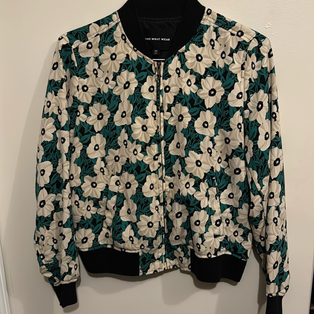 Who What Wear Floral Bomber Jacket, size M